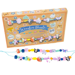 Art & Craft Nikidom Scrikss Standardgraph Nice, Kit creativ DIY - coliere si bratari cu margele din lemn , 12 animale de padure - autograf.ro