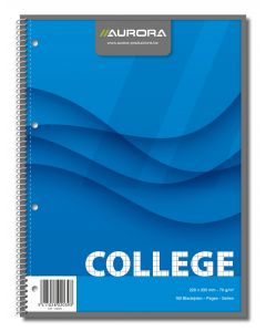 Caiet cu spirala, A4, 80 file - 70g/mp, 4 perf., coperti carton, AURORA College - matematica
