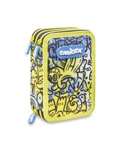 Penar echipat cu 3 compartimente Carioca Comics, bleu-galben