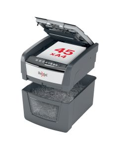 Distrugator documente automat REXEL OPTIMUM 45X, P4, cross-cut (confeti), 45 coli, cos 20l, negru-g