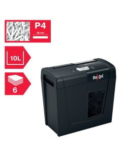 Distrugator documente manual REXEL SECURE X 6, P4, cross-cut (confeti), 6 coli, 10l, negru