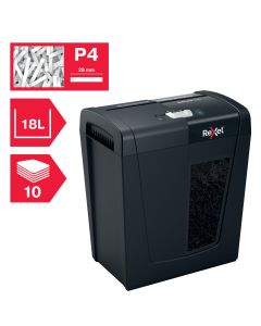 Distrugator documente manual REXEL SECURE X10, P4, cross-cut (confeti), 10 coli, 18l, negru