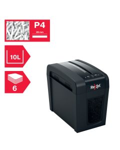 Distrugator documente manual REXEL SECURE X 6 Slim, P4, cross-cut (confeti), 6 coli, 10l, negru