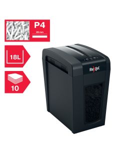 Distrugator documente manual REXEL SECURE X10 Slim, P4, cross-cut (confeti), 10 coli, 18l, negru