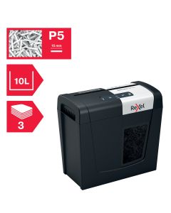 Distrugator documente manual REXEL SECURE MC3, P5, micro-cut (particule), 3 coli, 10l, negru-arginti
