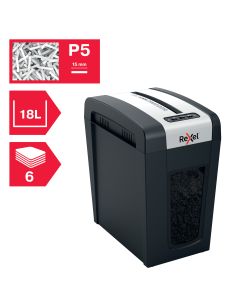 Distrugator documente manual REXEL SECURE MC6 Slim, P5, micro-cut (particule), 6 coli, 18l, negru-ar