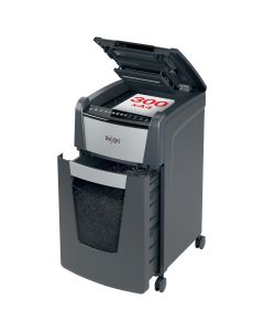 Distrugator documente automat REXEL OPTIMUM 300X, P4, cross-cut (confeti), 300 coli, cos 60l, negru-