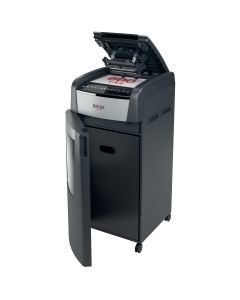 Distrugator documente automat REXEL OPTIMUM 600M, P5, micro-cut (particule), 600 coli, cos 110l, neg