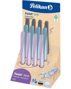 ROLLER TWIST ECO, GRIP ERGONOMIC, AMBIDEXTRU, 2 REZERVE ALBASTRE INCLUSE, 3 CULORI MOV DESCHIS/ALBASTRU DESCHIS/GRI DESCHIS, DISPLAY 12 BUC