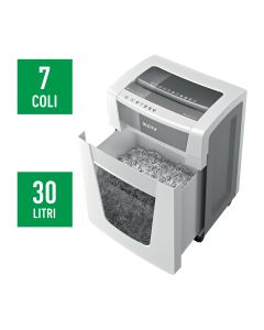 Distrugator documente manual LEITZ IQ Office Pro, P5+, micro-cut (particule), 7 coli, cos 30l, alb