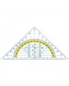 Echer 16 cm, cu raportor 180 grade, plastic transparent, ALCO