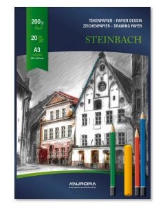 Bloc desen A3, 20 file - 200g/mp, AURORA Steinbach - carton alb
