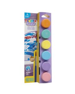 Tempera super lavabila, 6 culori x 25 ml/set, contine pensula, CARIOCA - pastel