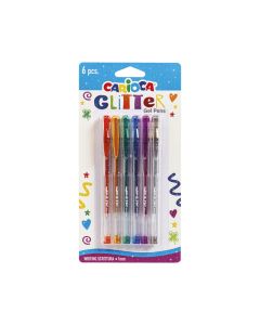 Pix cu gel,  6 buc/set, varf 1 mm, cerneala cu sclipici, CARIOCA
