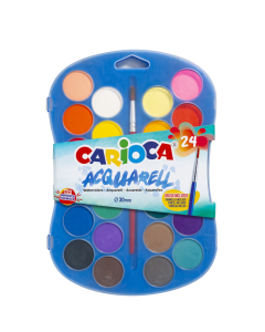 Acuarele lavabile, 24 culori/cutie + 1 pensula, CARIOCA Aquarell