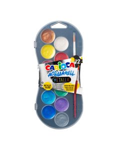 Acuarele lavabile, 12 culori/cutie, CARIOCA Metallic