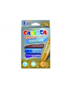 Creioane tempera metalizate, lavabile,  6 culori/cutie, CARIOCA Temperello Metallic