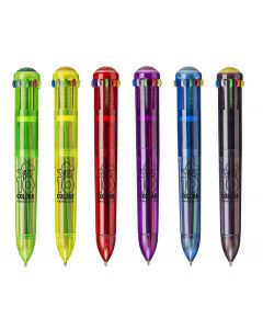 Pix cu 10 culori fluorescente, corp transparent color, CARIOCA