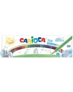 Creioane colorate CARIOCA Tita Rainbow Set, hexagonale, flexibile, 50 culori/cutie