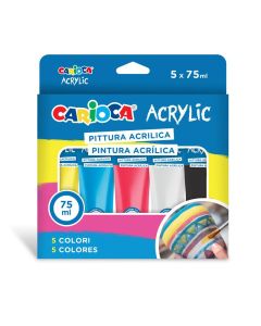 Tempera acrilica, 5 culori x 75 ml/set, CARIOCA