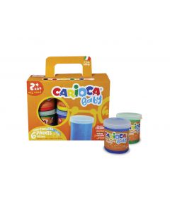 Tempera super lavabila, pentru pictura cu mana, 6 culori x 80ml/set, CARIOCA Baby Finger Paint 2+