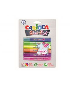 Vopsea pentru textile, rezistanta la spalare, 6 culori/blister, CARIOCA Fabric Paint - Neon