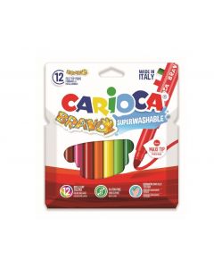 Carioca super lavabila, varf gros - 6mm, 12 culori/cutie, CARIOCA Bravo