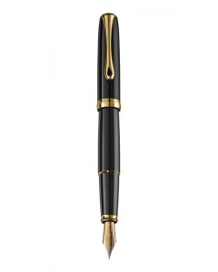Stilou Diplomat Excellence A2, cu penita M, din otel inoxidabil - Black Lacquer Gold