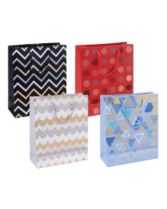 Punga cadou, carton laminat 210gsm, design divers, 25x30x10cm, DONAU Home - modele asortate
