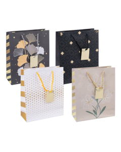 Punga cadou, carton laminat 210gsm, design divers, 25x30x10cm, eticheta 5x7cm pe maner, DONAU Home -