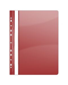 Dosar plastic PVC, cu sina si multiperforatii, 10 buc/set, DONAU - rosu