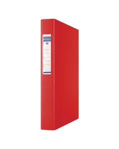 Caiet mecanic A4, plastifiat PP, 2 inele - D25mm, cu eticheta, DONAU - rosu