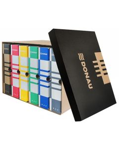 Container de arhivare cu capac detasabil, carton 490gsm, DONAU - negru/kraft