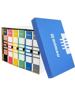 Container de arhivare cu capac detasabil, carton 490gsm, DONAU - albastru/alb