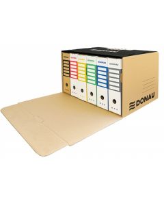 Container de arhivare cu capac deschidere frontala, carton 450gsm, DONAU - negru/kraft