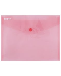 Mapa PP protectie documente A5 landscape, inchidere cu capsa, 10/set, DONAU - rosu transparent