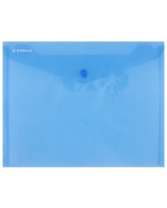Mapa PP protectie documente A5 landscape, inchidere cu capsa, 10/set, DONAU - albastru transparent