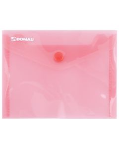 Mapa PP protectie documente A6 landscape, inchidere cu capsa, 10/set, DONAU - rosu transparent