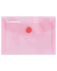 Mapa PP protectie documente A7 landscape, inchidere cu capsa, 10/set, DONAU - rosu transparent
