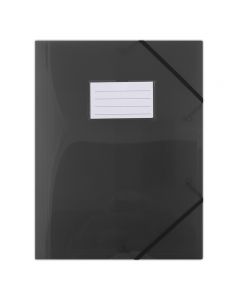 Mapa plastic cu elastic pe colturi, cu eticheta, 480 microni, DONAU - negru transparent