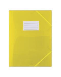 Mapa plastic cu elastic pe colturi, cu eticheta, 480 microni, DONAU - galben transparent