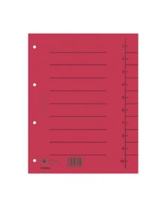 Separatoare carton manila 250g/mp, 300 x 240mm, 100/set, DONAU - rosu