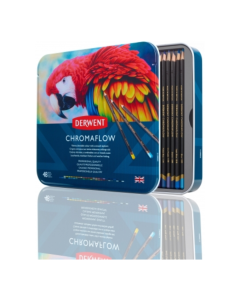 Creioane colorate Derwent Professional Chromaflow, cutie metalica, 48 buc/set