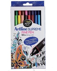 Liner ARTLINE Supreme, varf fetru 0.4mm, 20 culori/set