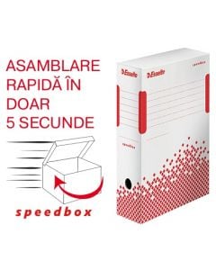 Cutie arhivare 10 cm Esselte Speedbox, carton 100% reciclat- alb