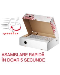 Cutie depozitare si arhivare Esselte Speedbox, orizontala, carton, 100% reciclat, FSC, 80 mm, alb