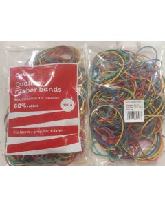 Elastice pentru bani, 60% cauciuc, 100gr./punga, D 65, grosime 1.5mm x 1.5mm, Optima - assorted colo