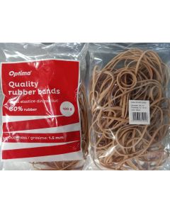 Elastice pentru bani, 60% cauciuc, 100gr./punga, D 90, grosime 3mm x 1.5mm, Optima - natural