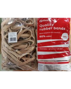 Elastice pentru bani, 60% cauciuc, 500gr./punga, D120, grosime 8mm x 1.5mm, Optima - natural