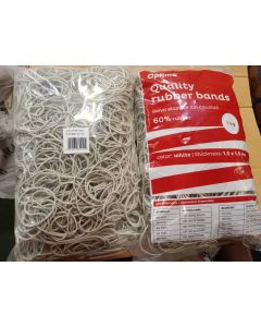 Elastice pentru bani, 60% cauciuc, 1kg/punga, D 50, grosime 1.5mm x 1.5mm, Optima - albe